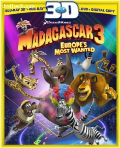 Madagascar 3:  Europe's Most Wanted (Three-Disc Blu-ray 3D / Blu-ray / DVD Combo + Digital Copy + UltraViolet) Cover
