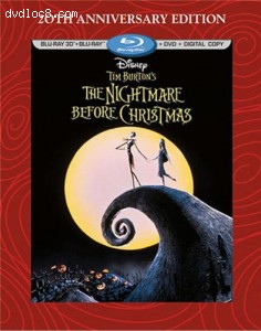 Tim Burton's The Nightmare Before Christmas - 20th Anniversary Edition (Blu-ray 3D/Blu-ray/DVD + Digital Copy) Cover