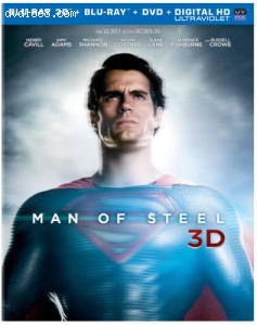 Man of Steel (Blu-ray 3D + Blu-ray + DVD +UltraViolet Combo Pack) Cover